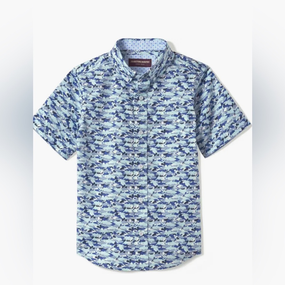 Johnston & Murphy Blue Shark Print Shirt- Nordstrom